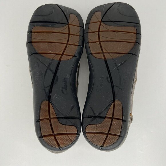 Clarks Unstructured Gold Leather Slip-On Casual Shoes Womens Size 9M Loafers - Picture 8 of 9